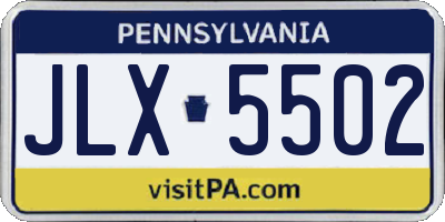 PA license plate JLX5502