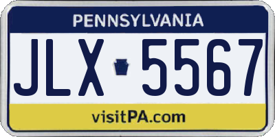 PA license plate JLX5567