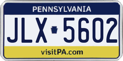 PA license plate JLX5602