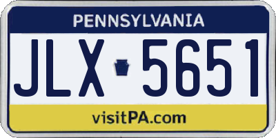 PA license plate JLX5651