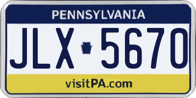 PA license plate JLX5670