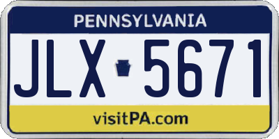 PA license plate JLX5671