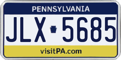 PA license plate JLX5685