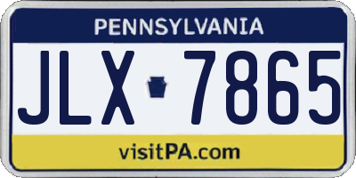 PA license plate JLX7865