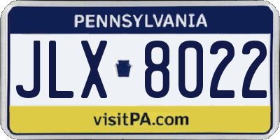 PA license plate JLX8022