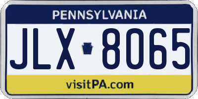 PA license plate JLX8065