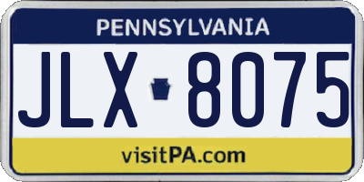 PA license plate JLX8075