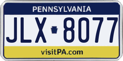 PA license plate JLX8077