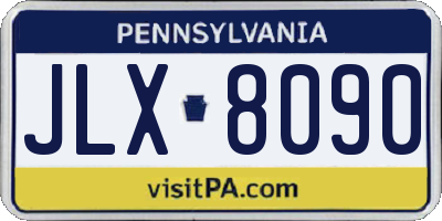 PA license plate JLX8090