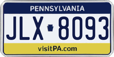 PA license plate JLX8093