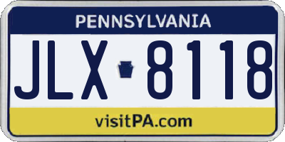 PA license plate JLX8118
