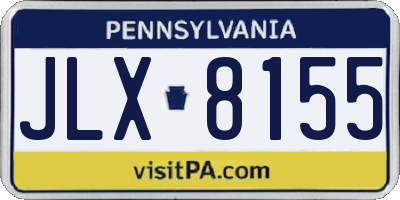 PA license plate JLX8155