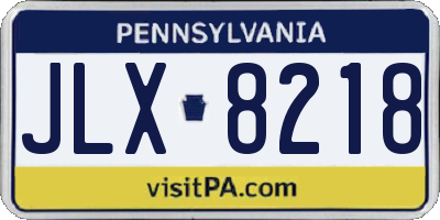 PA license plate JLX8218