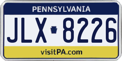 PA license plate JLX8226