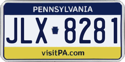 PA license plate JLX8281