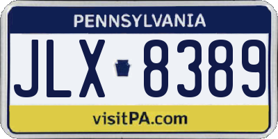 PA license plate JLX8389