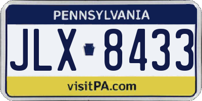 PA license plate JLX8433