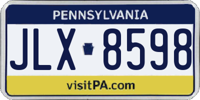 PA license plate JLX8598