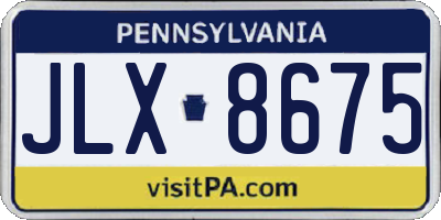 PA license plate JLX8675