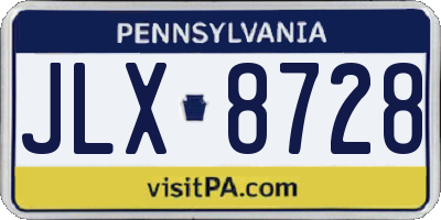 PA license plate JLX8728