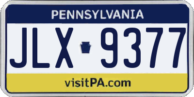 PA license plate JLX9377