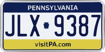 PA license plate JLX9387