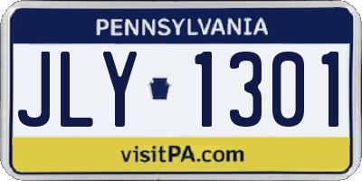 PA license plate JLY1301