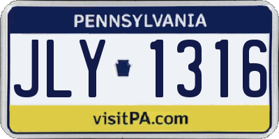 PA license plate JLY1316