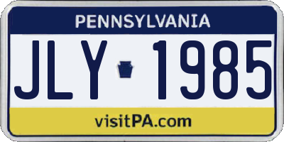 PA license plate JLY1985