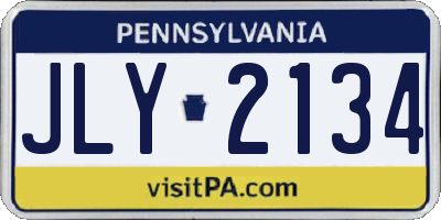 PA license plate JLY2134