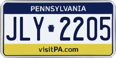 PA license plate JLY2205