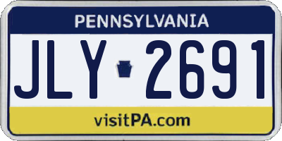 PA license plate JLY2691