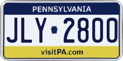 PA license plate JLY2800