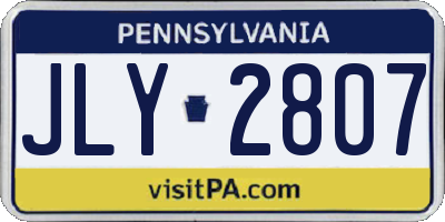PA license plate JLY2807