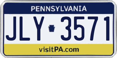 PA license plate JLY3571