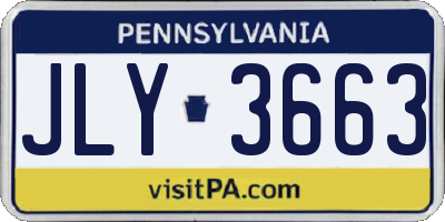 PA license plate JLY3663