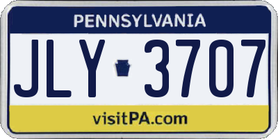 PA license plate JLY3707