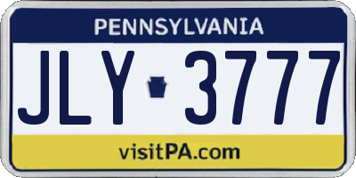 PA license plate JLY3777