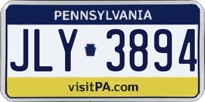 PA license plate JLY3894