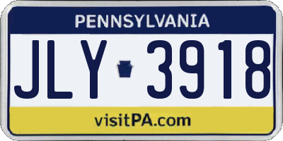 PA license plate JLY3918