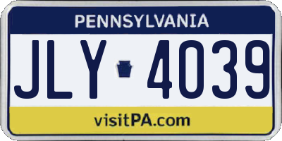 PA license plate JLY4039
