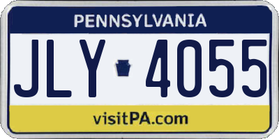 PA license plate JLY4055