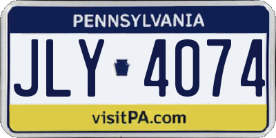 PA license plate JLY4074