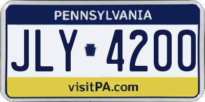 PA license plate JLY4200