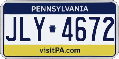 PA license plate JLY4672