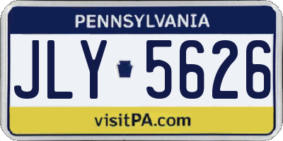 PA license plate JLY5626