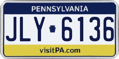 PA license plate JLY6136