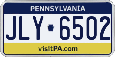 PA license plate JLY6502