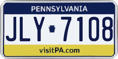 PA license plate JLY7108