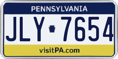 PA license plate JLY7654